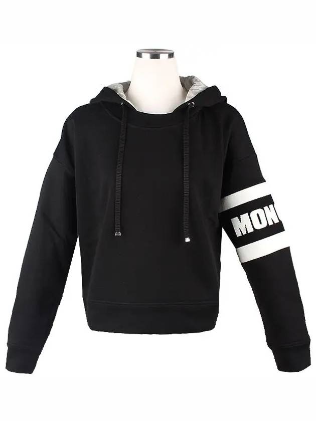 sleeve logo hooded top black - MONCLER - BALAAN.