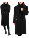 Shoulder Pad Wool Double Coat Black - SAINT LAURENT - BALAAN 2