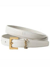 Monogram Square Leather Belt White - SAINT LAURENT - BALAAN 2