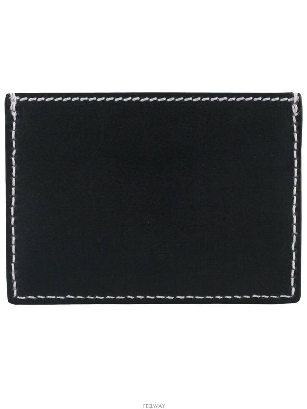 Stitched Vacchetta Card Wallet Navy - THOM BROWNE - BALAAN 3