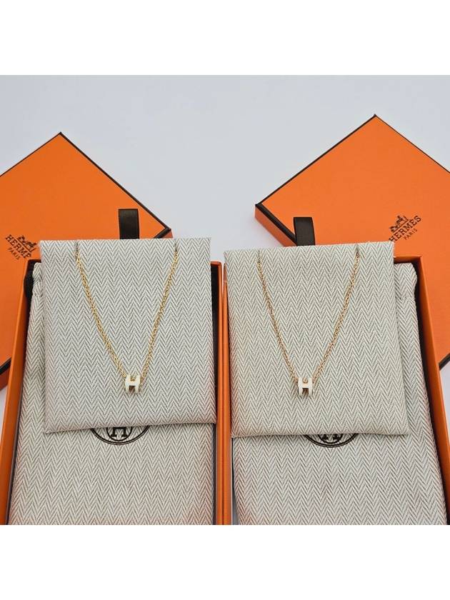 Mini Pop H Pendant Necklace Gold Orange Soy - HERMES - BALAAN 3