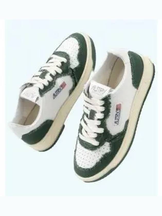 Medalist Bicolor Canvas Leather Low Top Sneakers White Green - AUTRY - BALAAN 2