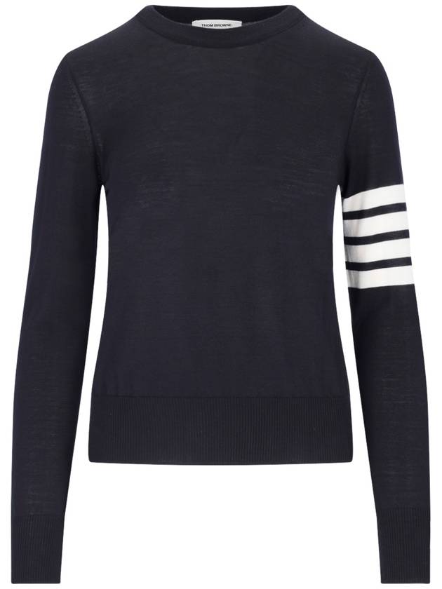 4-Bar Merino Jumper Wool Knit Top Navy - THOM BROWNE - BALAAN 2