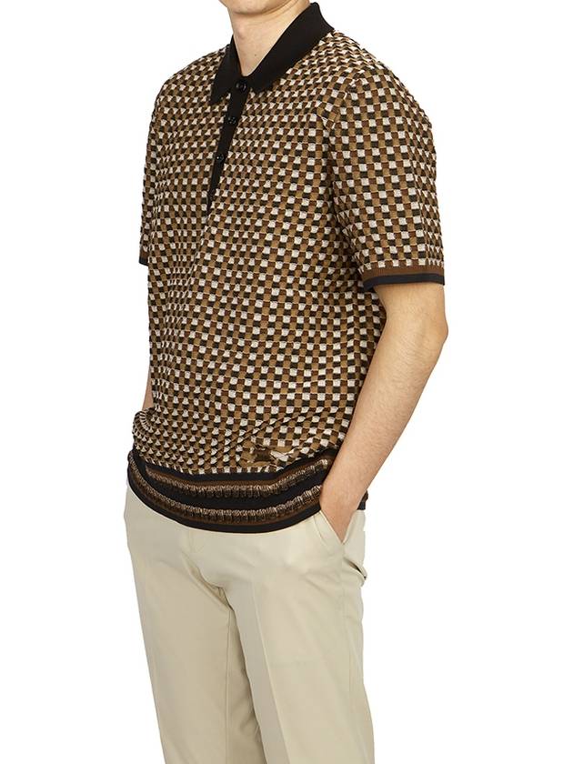 Gingham Cotton Polo Shirt Brown - BURBERRY - BALAAN 5