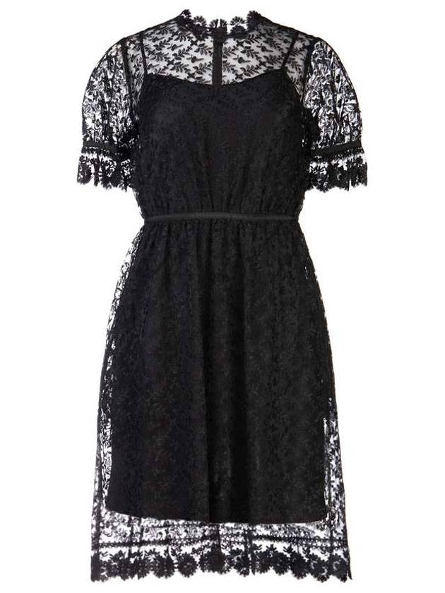 Women's Embroidered Tulle Lace Midi Dress Black - BURBERRY - BALAAN 1