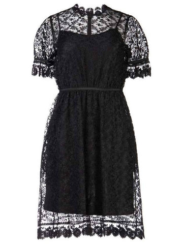 Women's Embroidered Tulle Lace Midi Dress Black - BURBERRY - BALAAN 1