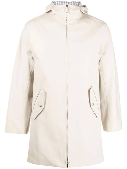 Waterproof Cotton Twill T-Dart Hooded Jacket Khaki - THOM BROWNE - BALAAN 1