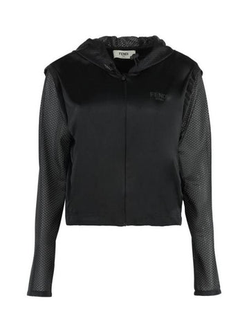 Acetate Hooded Jacket  Black - FENDI - BALAAN 1