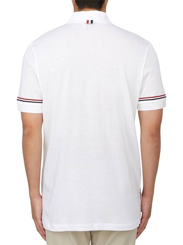 Lightweight Cotton Short Sleeve Polo Shirt White - THOM BROWNE - BALAAN 4