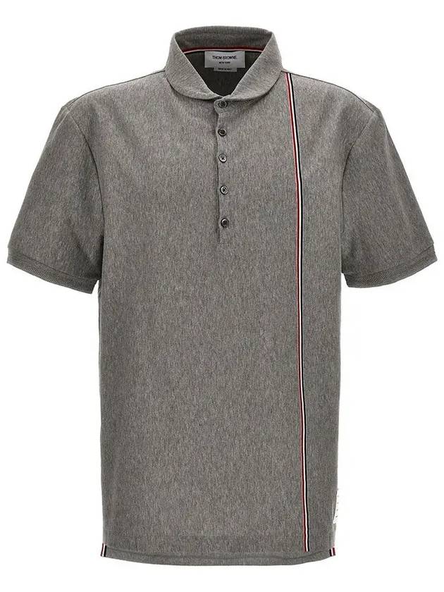 RWB Stripe Polo Shirt Grey - THOM BROWNE - BALAAN 3