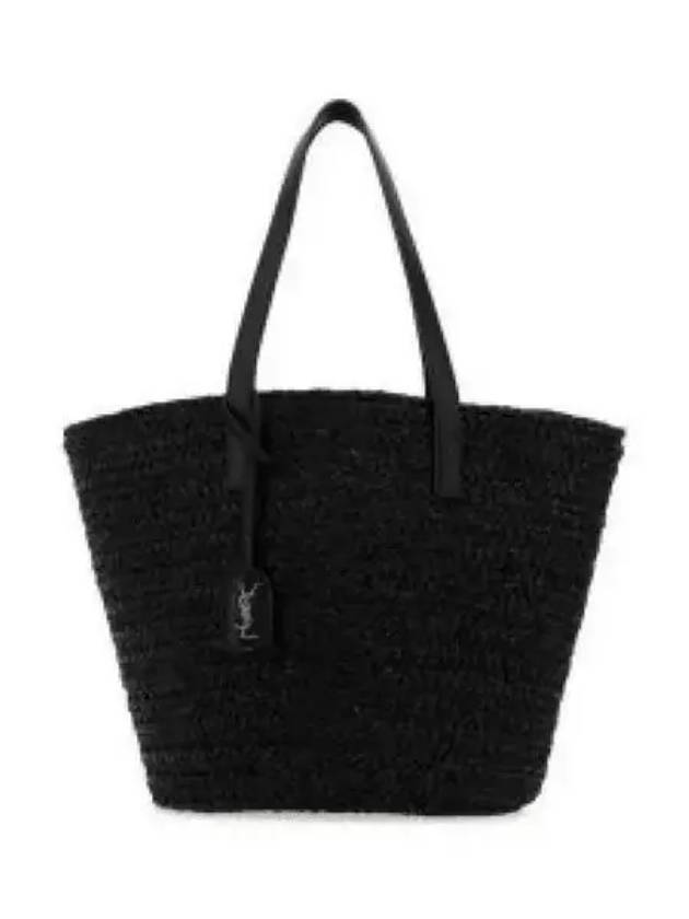 Raffia Pannier Tote Bag Black - SAINT LAURENT - BALAAN 2