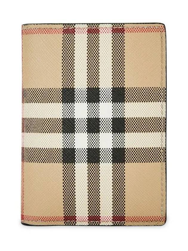 Vintage Check Pattern Non-Fold Leather Card Wallet Archive Beige - BURBERRY - BALAAN 1