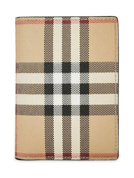 Vintage Check Pattern Non-Fold Leather Card Wallet Archive Beige - BURBERRY - BALAAN 1