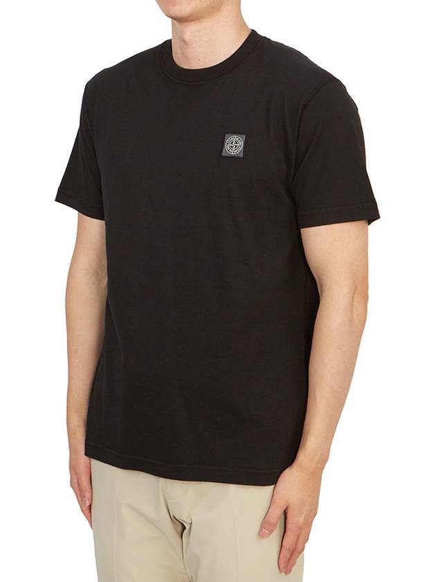 Organic Cotton Short Sleeve T-Shirt Black - STONE ISLAND - BALAAN 3