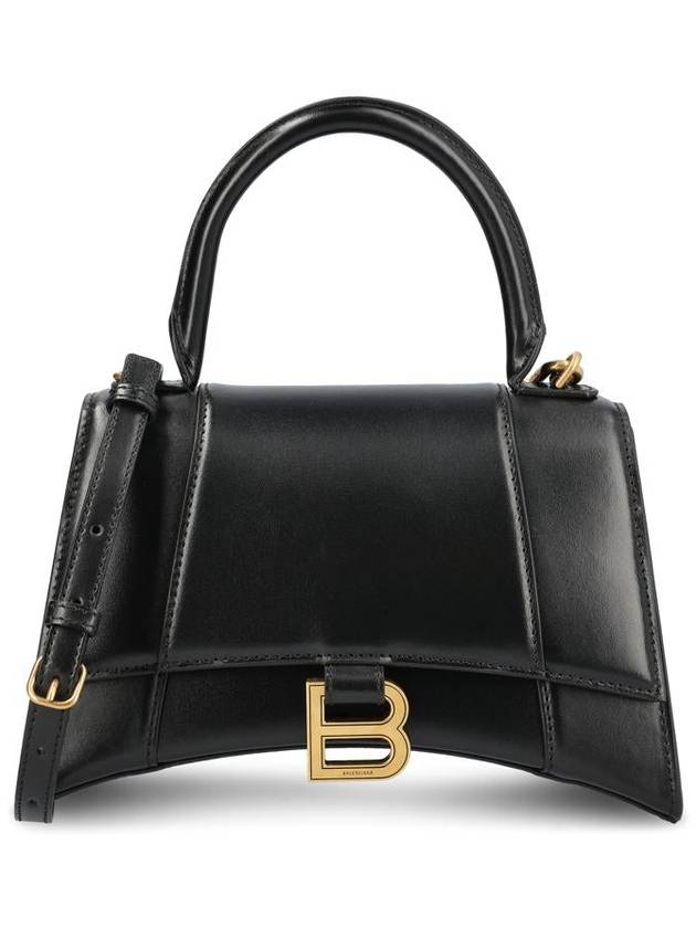 Hourglass Small Tote Bag in Shiny Box Calfskin Black - BALENCIAGA - BALAAN 2