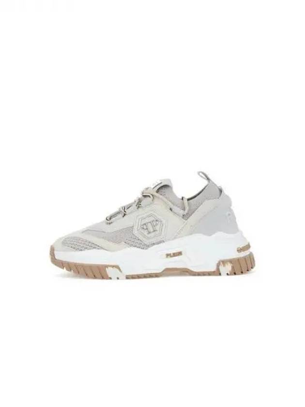 Women's Hexagon Knitted Runner Sneakers Beige 270868 - PHILIPP PLEIN - BALAAN 1