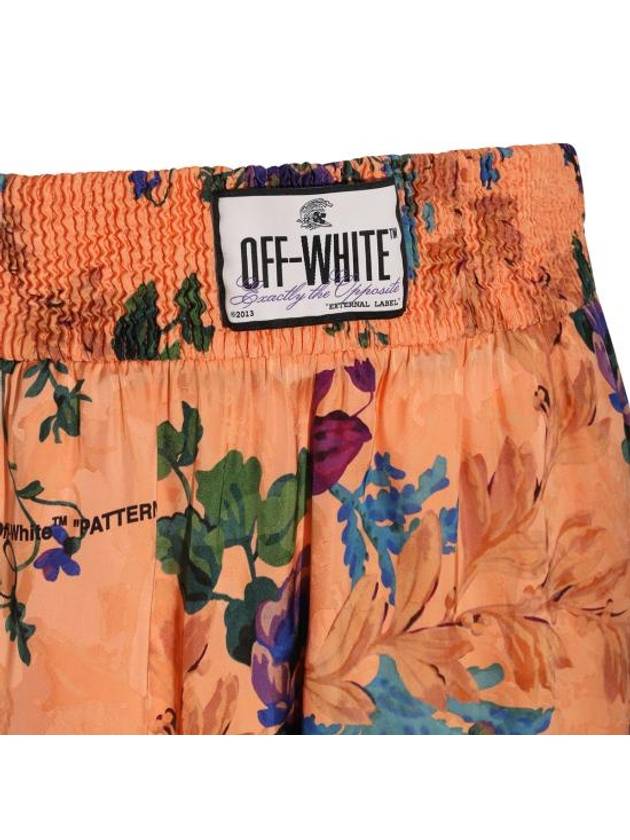 Logo Patch Floral Print Shorts Peach Orange - OFF WHITE - BALAAN 4