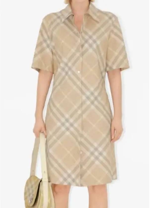 Check Cotton Midi Dress Beige - BURBERRY - BALAAN 2