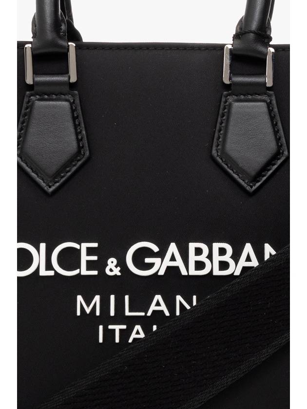 Rubberized Logo Nylon Small Tote Bag Black - DOLCE&GABBANA - BALAAN 7