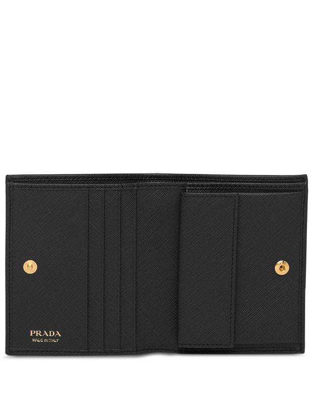 Gold Hardware Triangle Logo Saffiano Half Wallet Black - PRADA - BALAAN 4