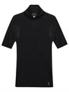 Rib Silk Monogram Short Sleeve Turtleneck Black - SAINT LAURENT - BALAAN 2