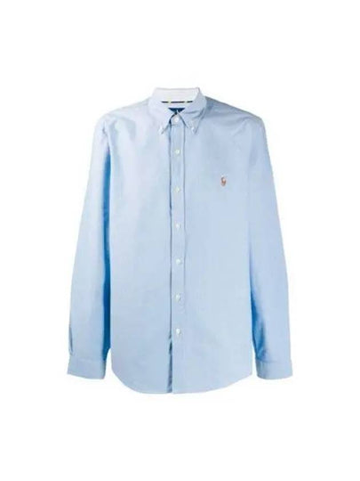 Embroidered Pony Logo Oxford Long Sleeve Shirt Light Blue - POLO RALPH LAUREN - BALAAN 2