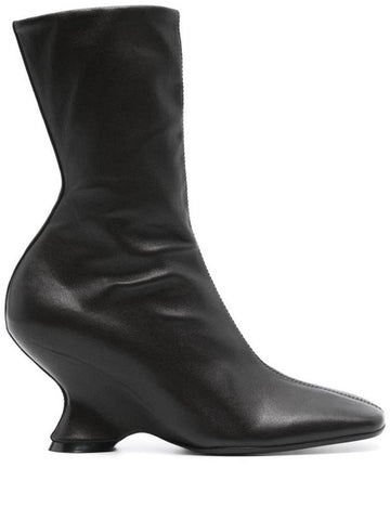 Dries Van Noten Leather Wedge Ankle Boots Shoes - DRIES VAN NOTEN - BALAAN 1