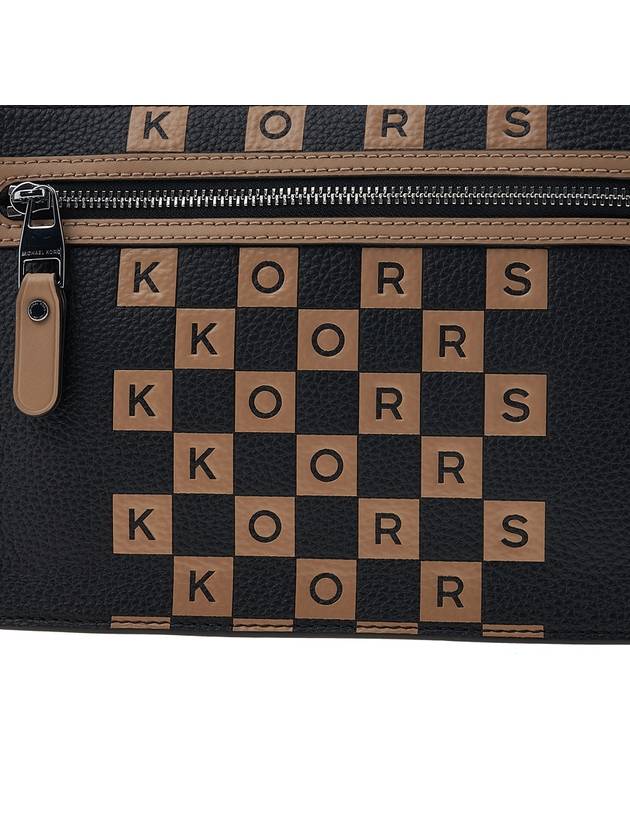 Hudson Checkerboard Logo Pebbled Leather Messenger Bag Black - MICHAEL KORS - BALAAN 7