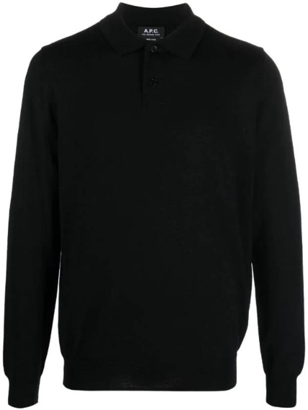 Men's Jerry Wool Long Sleeve Polo Shirt Black - A.P.C. - BALAAN 1