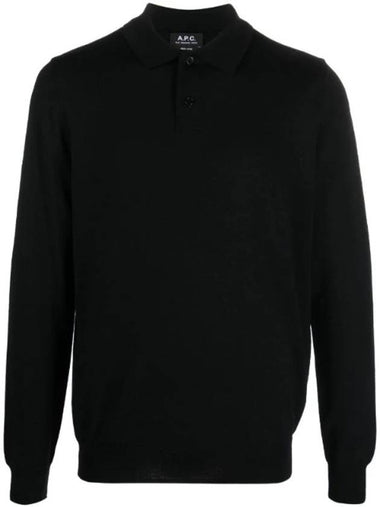 Men's Jerry Wool Long Sleeve Polo Shirt Black - A.P.C. - BALAAN 1