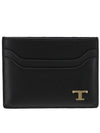 Metal T Logo Leather Card Wallet Black - TOD'S - BALAAN 1