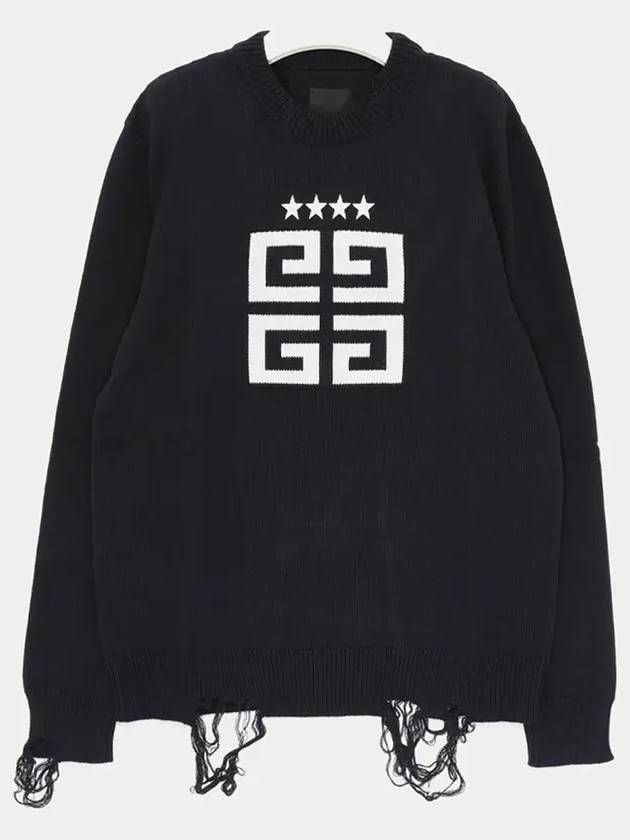 4G Logo Star Cotton Knit Top Black - GIVENCHY - BALAAN 4