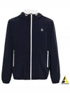 Embroidered Logo Zip-up Hoodie Navy - BRUNELLO CUCINELLI - BALAAN 2