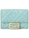 Baguette Micro Tri-fold Nappa Leather Half Wallet Light Blue - FENDI - BALAAN 2