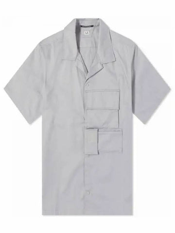 Metropolis Gabardine Short Sleeve Shirt Grey - CP COMPANY - BALAAN 1