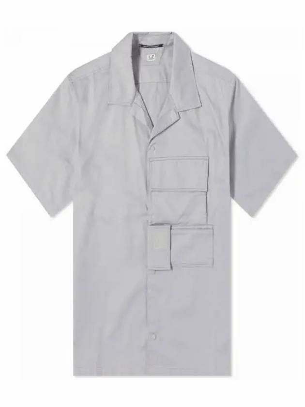 Metropolis Gabardine Short Sleeve Shirt Grey - CP COMPANY - BALAAN 2