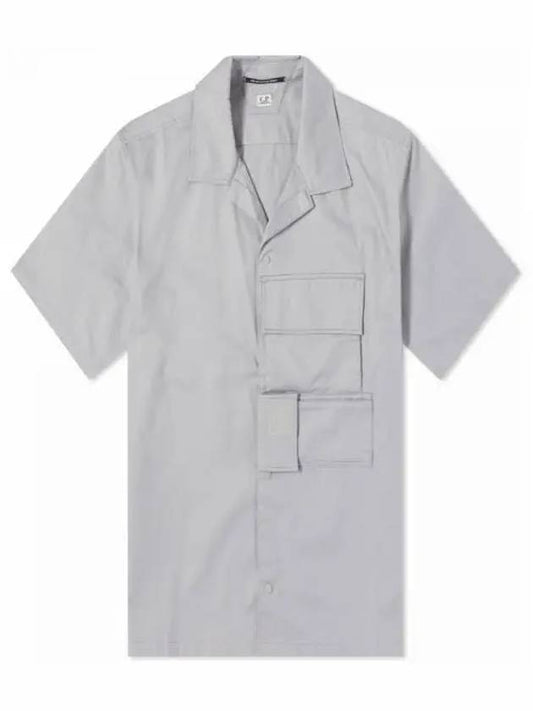 Metropolis Gabardine Short Sleeve Shirt Grey - CP COMPANY - BALAAN 1