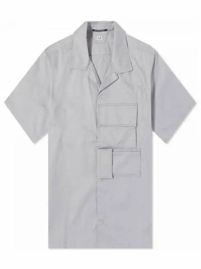 Metropolis Gabardine Short Sleeve Shirt Grey - CP COMPANY - BALAAN 2