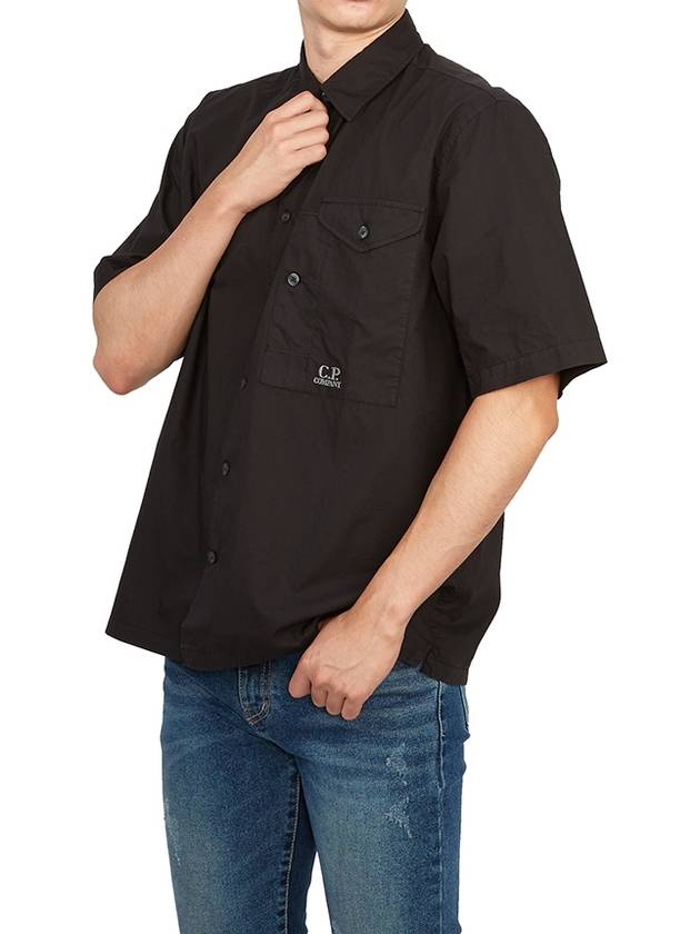 Cotton Popeline Short Sleeve Shirt Black - CP COMPANY - BALAAN 5