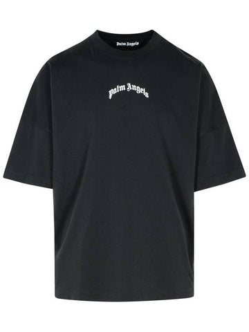 Palm Angels 'Retro' Black Cotton T-Shirt - PALM ANGELS - BALAAN 1