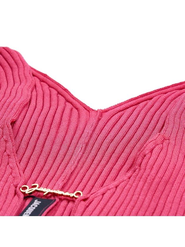 La Maille Pralu Micro Charm Logo Cardigan Pink - JACQUEMUS - BALAAN 10