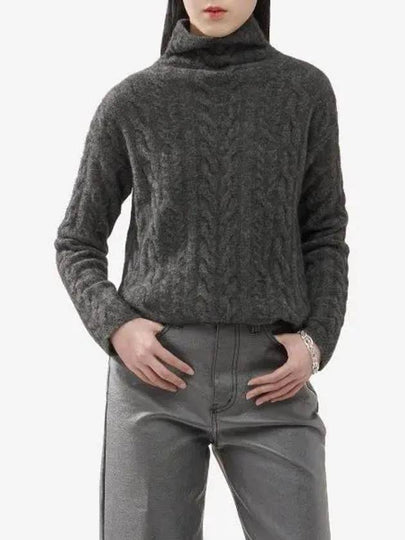 Lappole Wool Cable Knit Turtleneck Charcoal - S MAX MARA - BALAAN 2