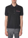 Men's Three Stripes Pocket Mercerized Short Sleeve Polo Shirt Dark Grey - THOM BROWNE - BALAAN 2