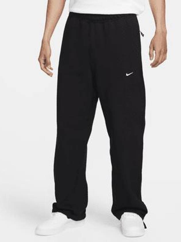 Sportswear Swoosh Open Hem Fleece Track Pants Black - NIKE - BALAAN 2