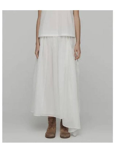 AMOMENTO DRAWSTRING SHEER SHIRRING SKIRT white - ANDTHEOTHER - BALAAN 1