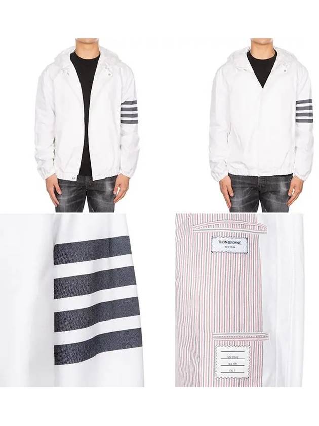 4 Bar Cotton Hooded Jacket White - THOM BROWNE - BALAAN 8