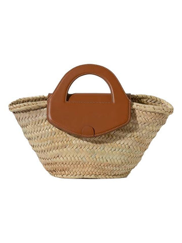 Interwoven Straw Tote Bag Tan - HEREU - BALAAN 1