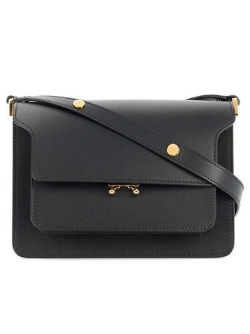 Trunk Smooth Leather Medium Shoulder Bag Black - MARNI - BALAAN 1