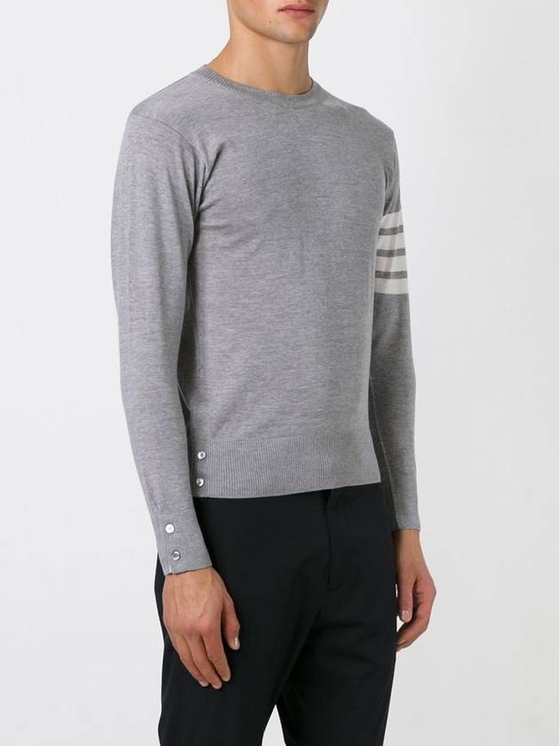 4 Bar Stripe Classic Wool Knit Top Light Grey - THOM BROWNE - BALAAN 4