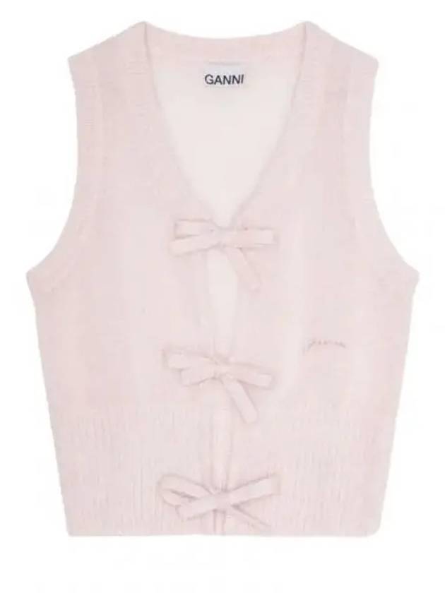 Tie String Light Mohair Vest Pink - GANNI - BALAAN 2